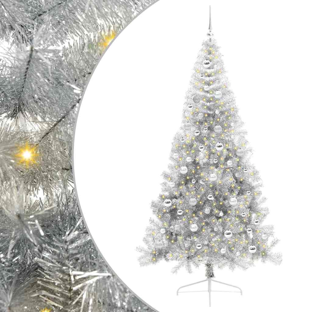 Kunstmatig Voorverlicht Kerstboom met 300 LED Zilver 210 cm PET is nu te koop bij PeponiXL, paradijselijk wonen!