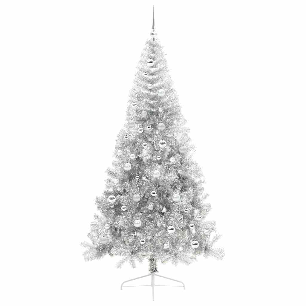 Kunstmatig Voorverlicht Kerstboom met 300 LED Zilver 210 cm PET is nu te koop bij PeponiXL, paradijselijk wonen!