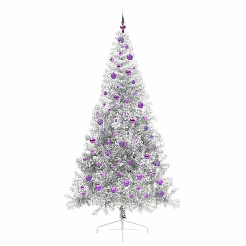 Kunstmatig Voorverlicht Kerstboom met 300 LED Zilver 210 cm PET is nu te koop bij PeponiXL, paradijselijk wonen!