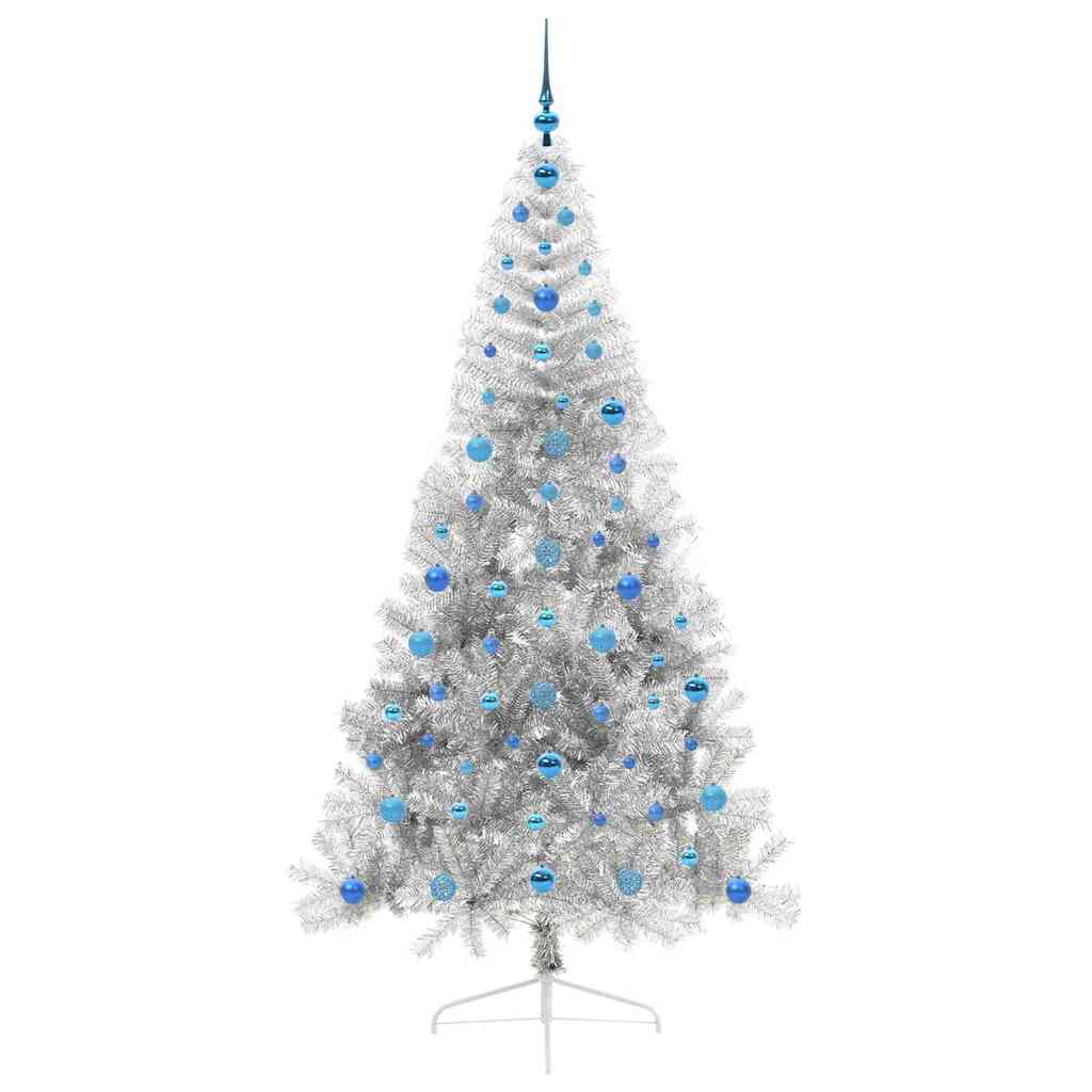 Kunstmatig Voorverlicht Kerstboom met 300 LED Zilver 210 cm PET is nu te koop bij PeponiXL, paradijselijk wonen!