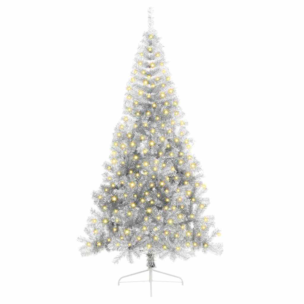 Kunstmatig Voorverlicht Kerstboom met 300 LED Zilver 240 cm PET is nu te koop bij PeponiXL, paradijselijk wonen!