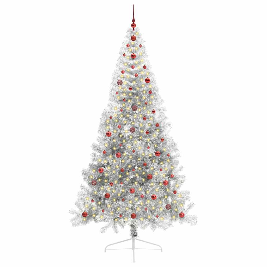 Kunstmatig Voorverlicht Kerstboom met 300 LED Zilver 240 cm PET is nu te koop bij PeponiXL, paradijselijk wonen!