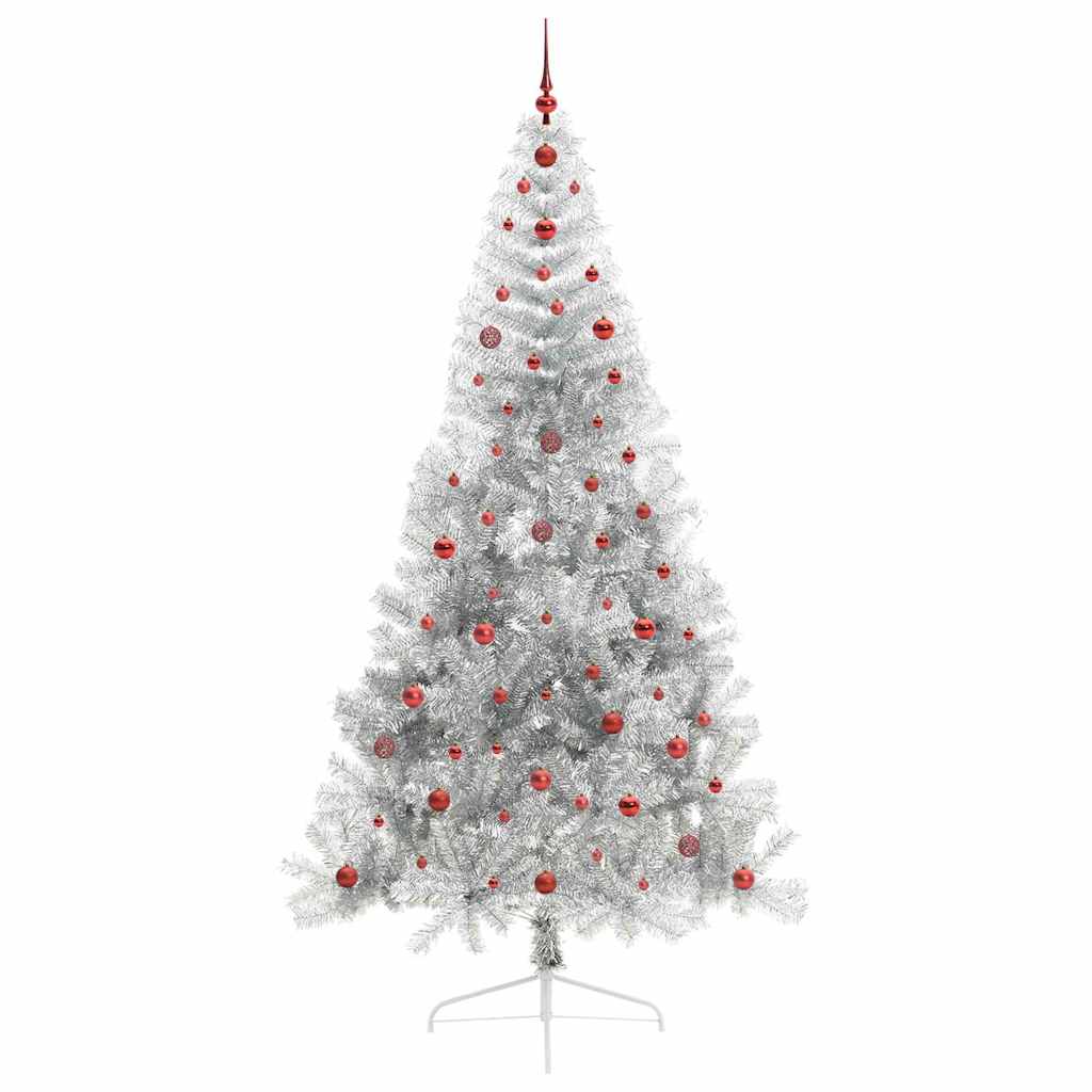 Kunstmatig Voorverlicht Kerstboom met 300 LED Zilver 240 cm PET is nu te koop bij PeponiXL, paradijselijk wonen!