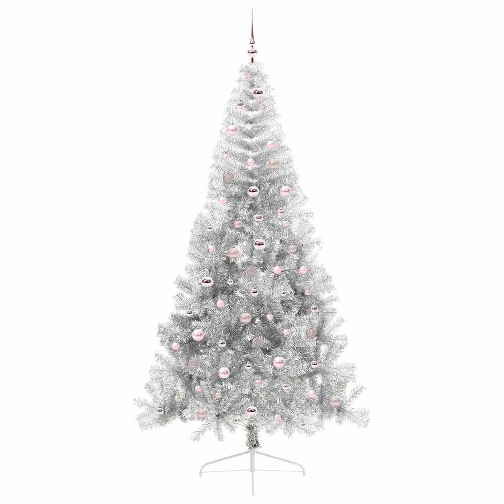 Kunstmatig Voorverlicht Kerstboom met 300 LED Zilver 240 cm PET is nu te koop bij PeponiXL, paradijselijk wonen!