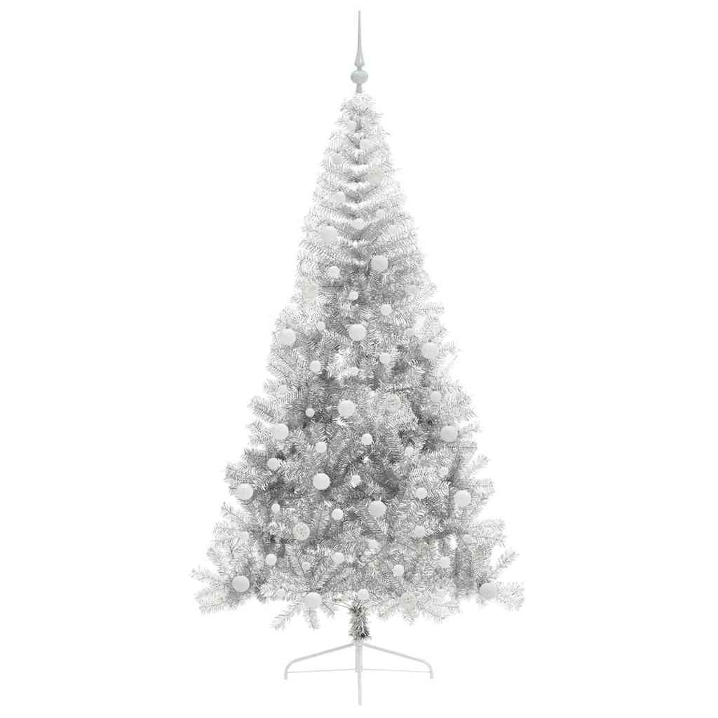 Kunstmatig Voorverlicht Kerstboom met 300 LED Zilver 240 cm PET is nu te koop bij PeponiXL, paradijselijk wonen!