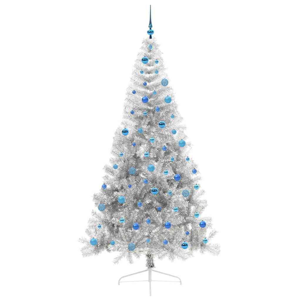 Kunstmatig Voorverlicht Kerstboom met 300 LED Zilver 240 cm PET is nu te koop bij PeponiXL, paradijselijk wonen!