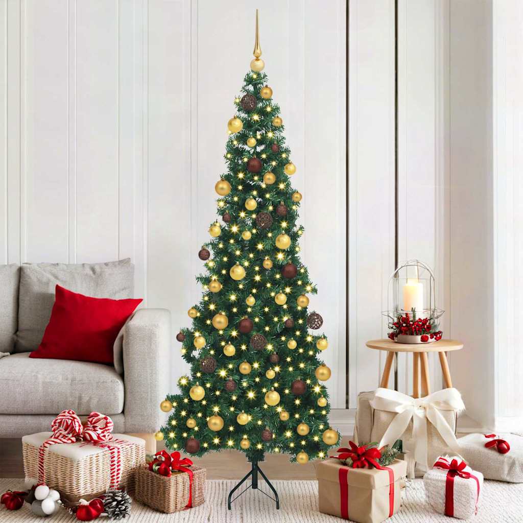 Hoek Kunstkerstboom met 300 LED Groen 180 cm PVC en Metaal