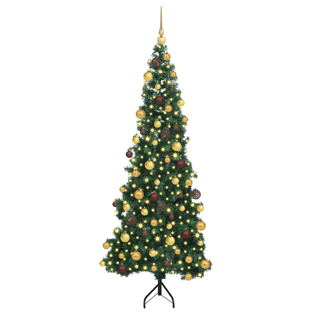 Hoek Kunstkerstboom met 300 LED Groen 180 cm PVC en Metaal