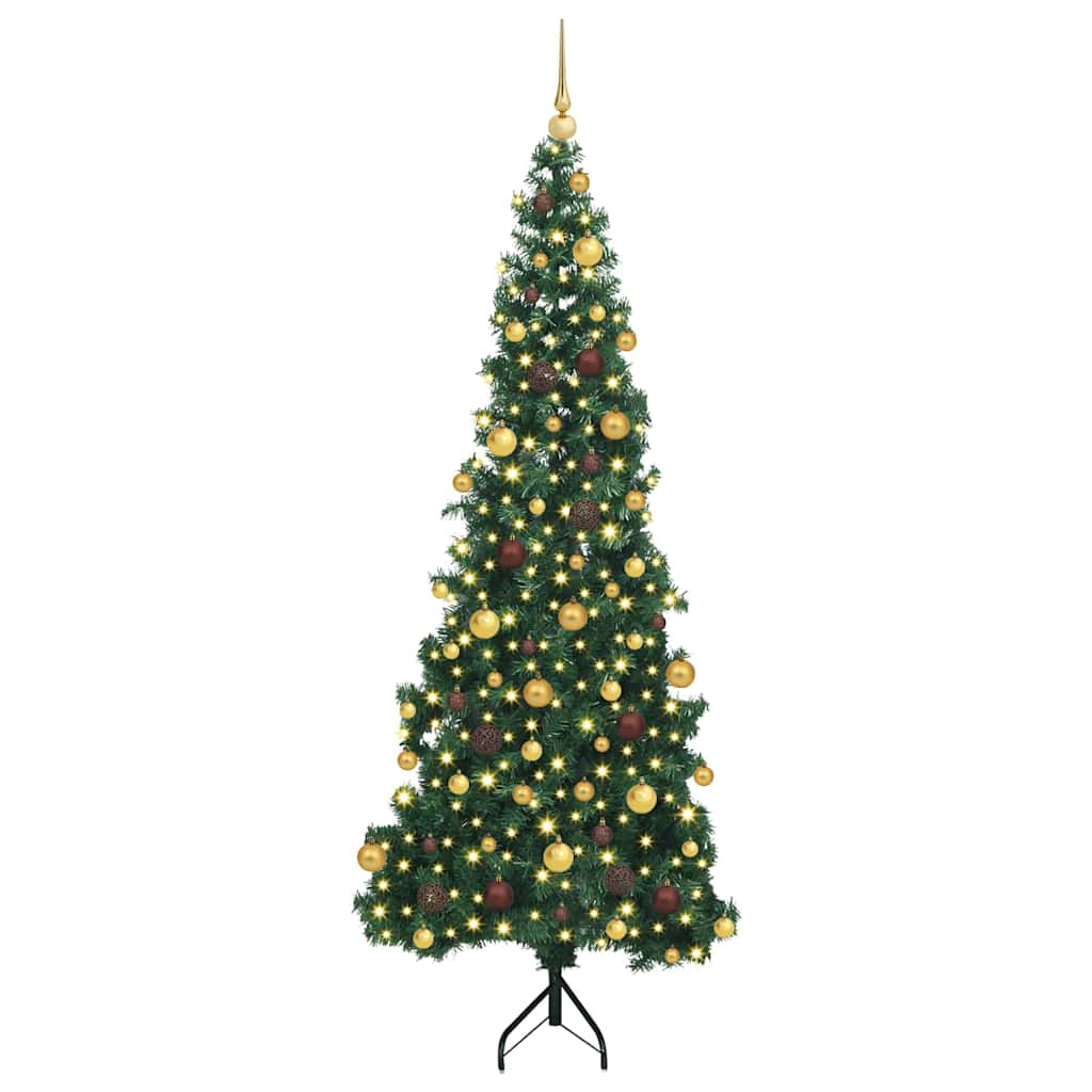 Hoek Kunstkerstboom met 300 LED Groen 210 cm PVC en Metaal
