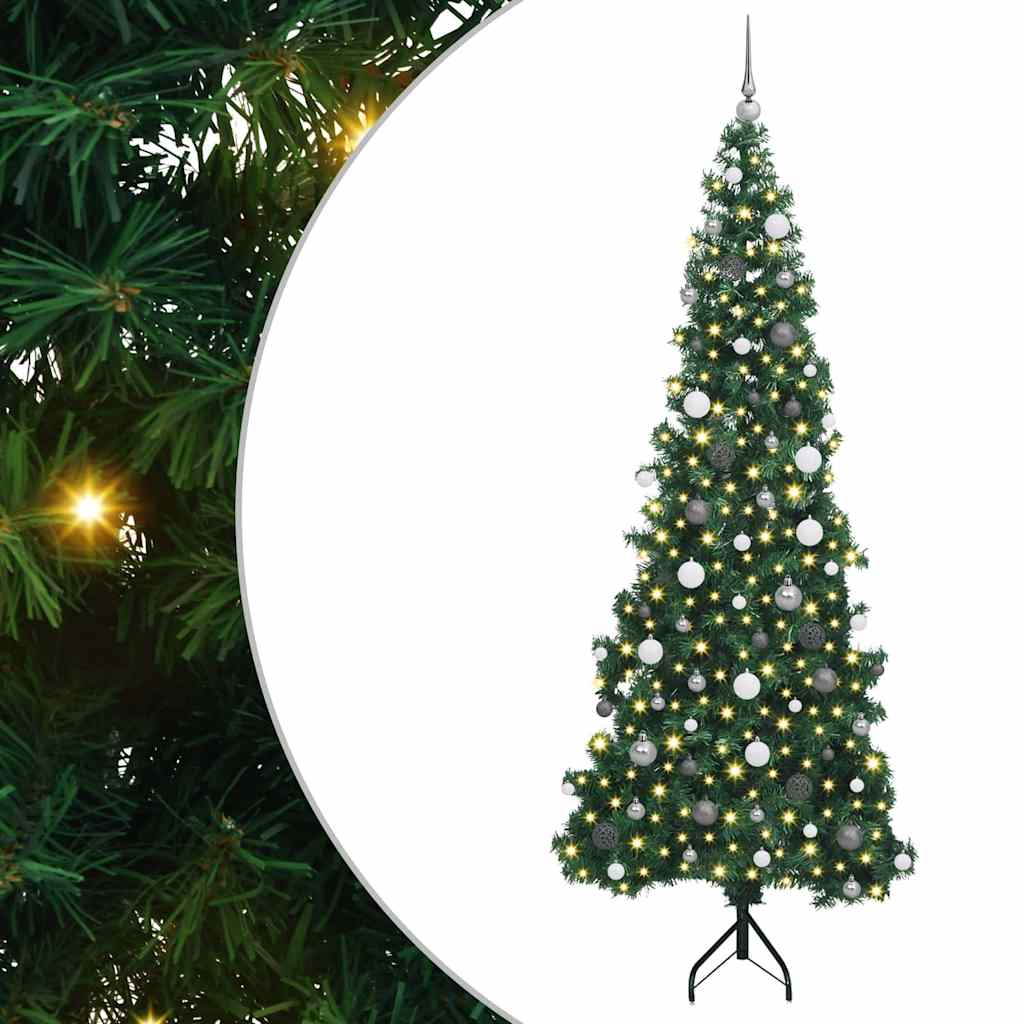 Hoek Kunstkerstboom met 300 LED Groen 240 cm PVC en Metaal is nu te koop bij PeponiXL, paradijselijk wonen!