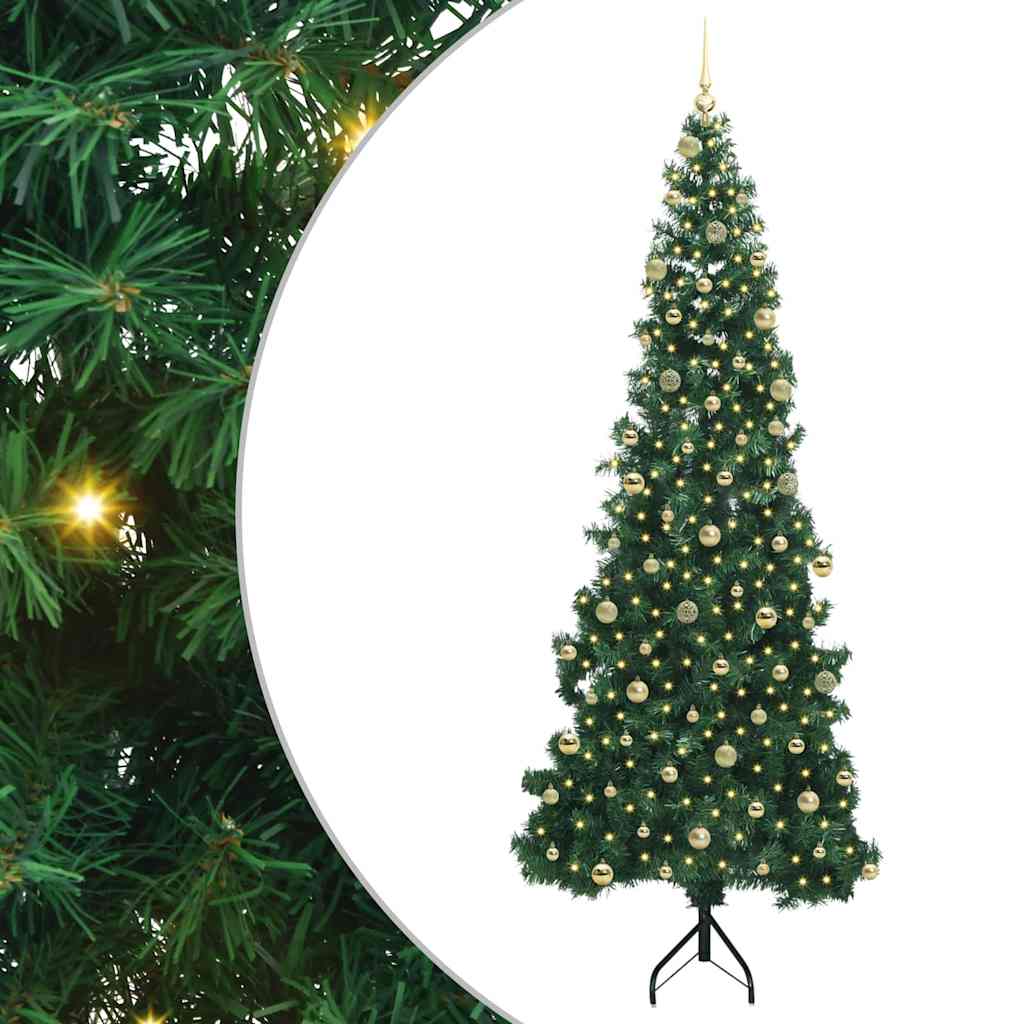 Hoek Kunstkerstboom met 300 LED Groen 240 cm PVC en Metaal is nu te koop bij PeponiXL, paradijselijk wonen!
