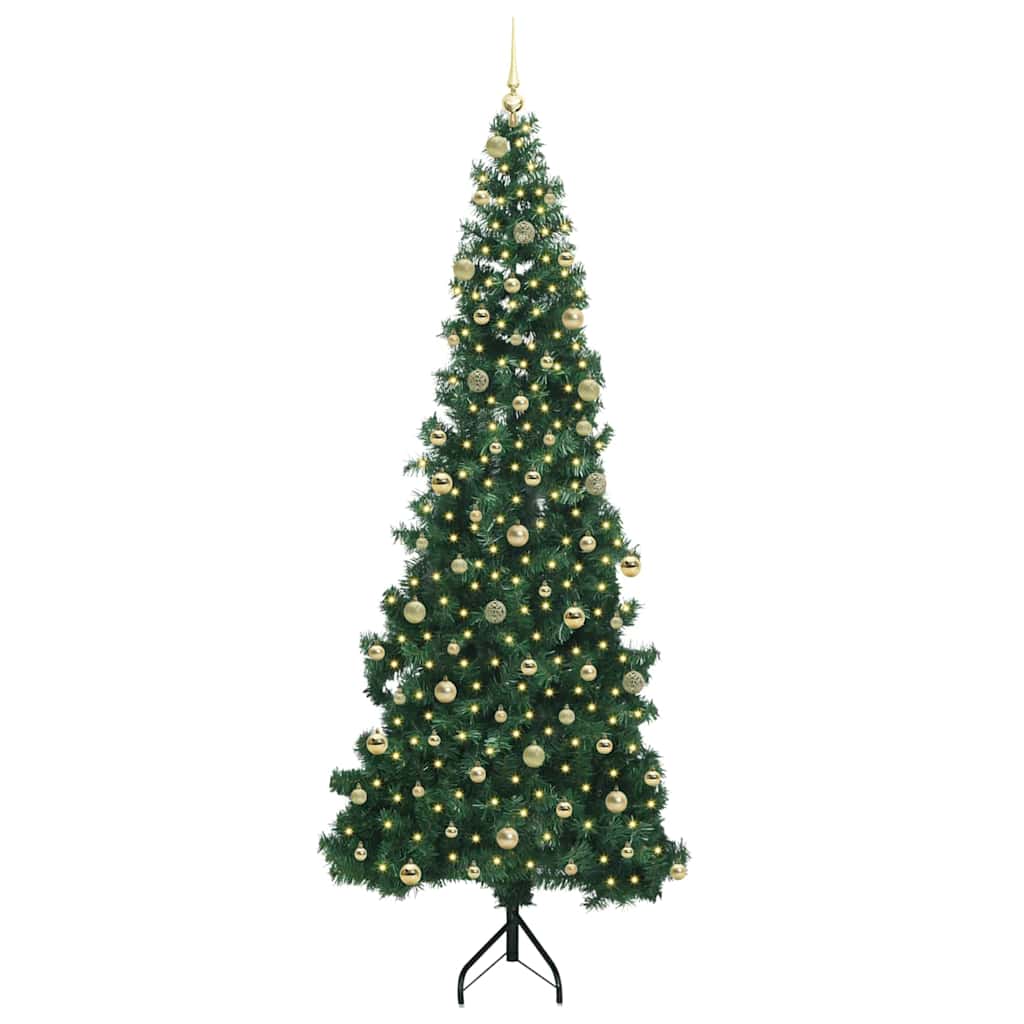 Hoek Kunstkerstboom met 300 LED Groen 240 cm PVC en Metaal is nu te koop bij PeponiXL, paradijselijk wonen!