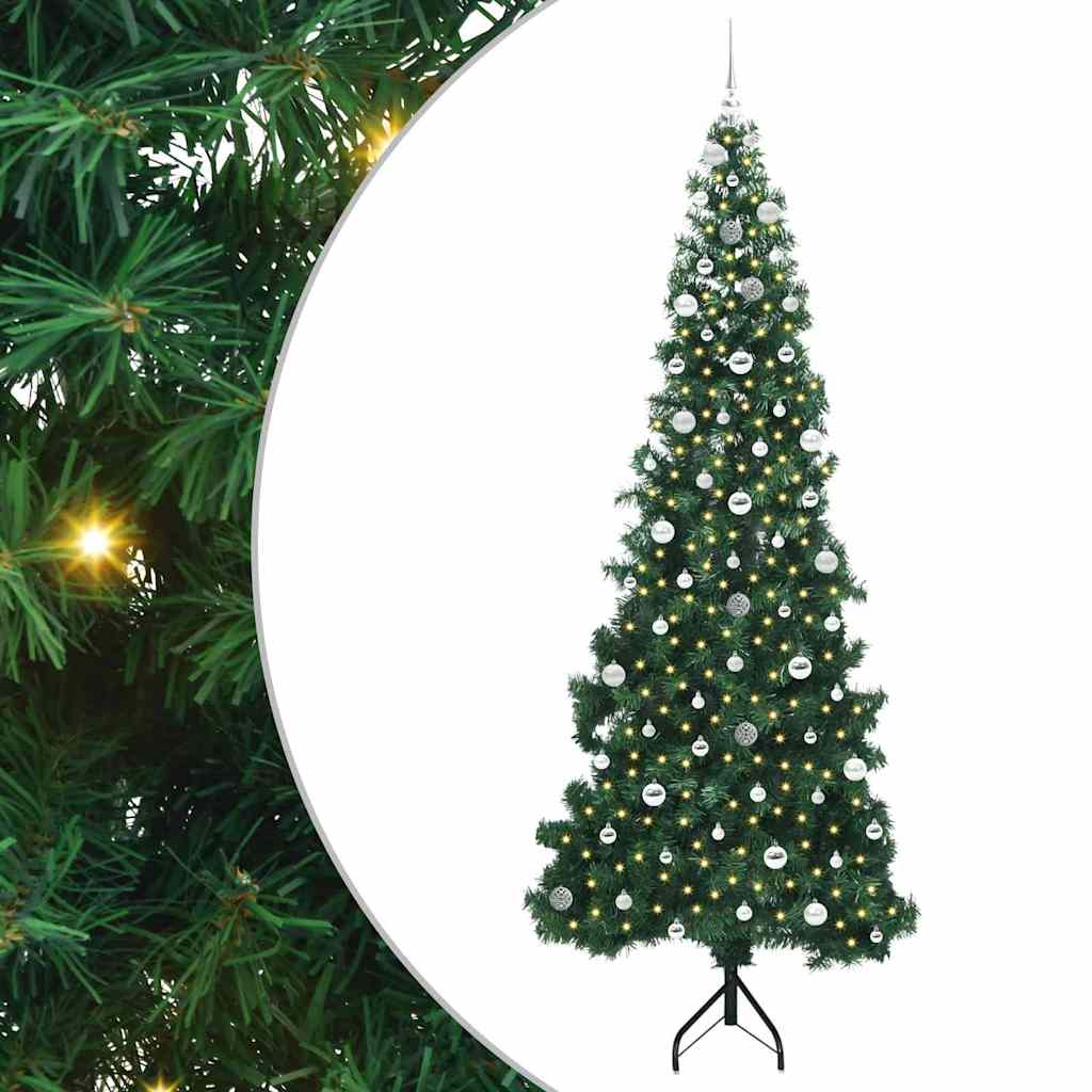 Hoek Kunstkerstboom met 300 LED Groen 240 cm PVC en Metaal is nu te koop bij PeponiXL, paradijselijk wonen!