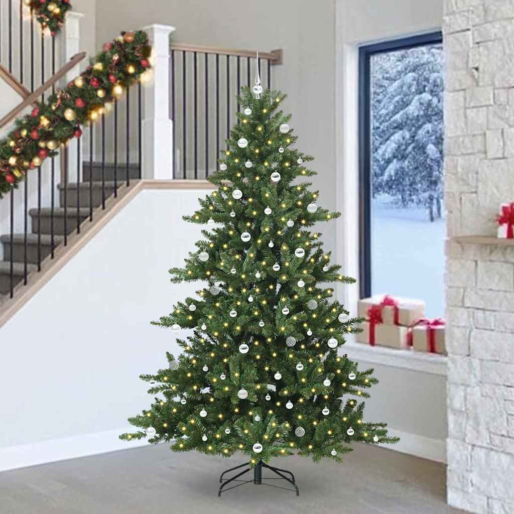 Kunstmatige Inklapbare Kerstboom Groen 240 cm PVC en staal is nu te koop bij PeponiXL, paradijselijk wonen!