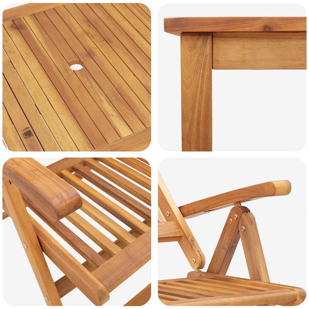 Tuin eettafelset Opvouwbaar 7 pcs Bruin Massief Acaciahout is nu te koop bij PeponiXL, paradijselijk wonen!