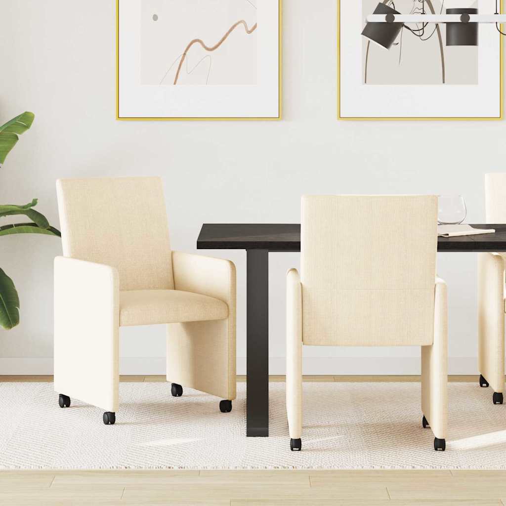 Eetkamerstoelen met Wieltjes 2 pcs Crème 57 x 66 x 94 cm is nu te koop bij PeponiXL, paradijselijk wonen!