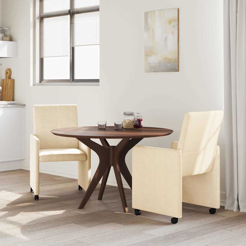 Eetkamerstoelen met Wieltjes 2 pcs Crème 57 x 66 x 94 cm is nu te koop bij PeponiXL, paradijselijk wonen!