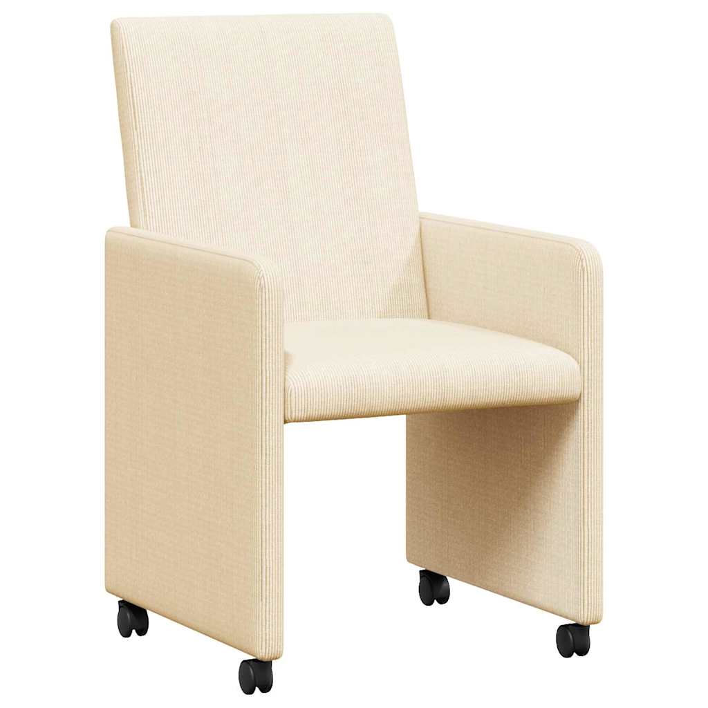 Eetkamerstoelen met Wieltjes 2 pcs Crème 57 x 66 x 94 cm is nu te koop bij PeponiXL, paradijselijk wonen!