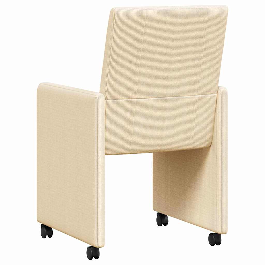 Eetkamerstoelen met Wieltjes 2 pcs Crème 57 x 66 x 94 cm is nu te koop bij PeponiXL, paradijselijk wonen!