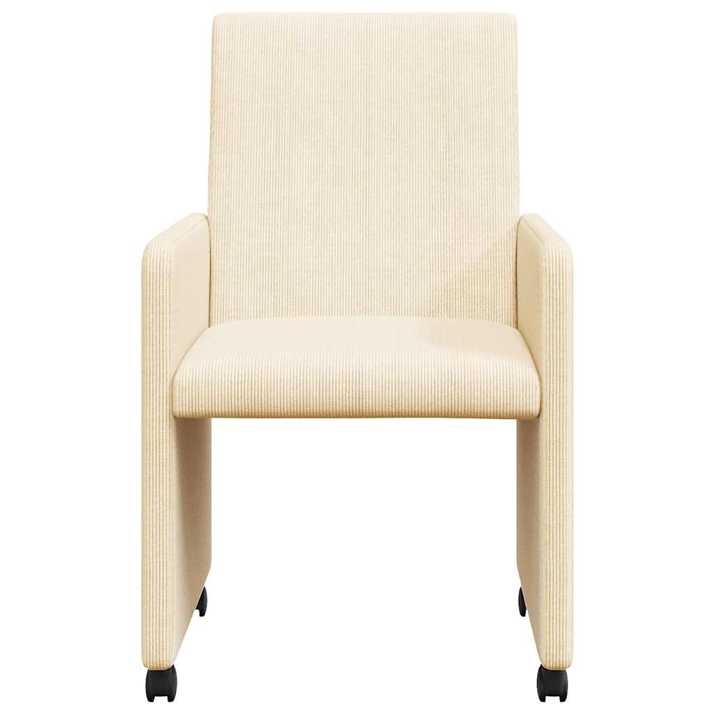 Eetkamerstoelen met Wieltjes 2 pcs Crème 57 x 66 x 94 cm is nu te koop bij PeponiXL, paradijselijk wonen!