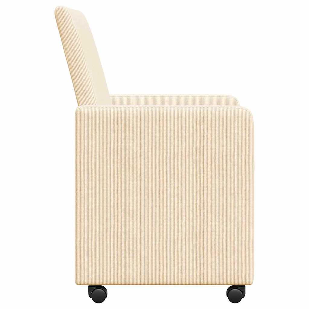 Eetkamerstoelen met Wieltjes 2 pcs Crème 57 x 66 x 94 cm is nu te koop bij PeponiXL, paradijselijk wonen!