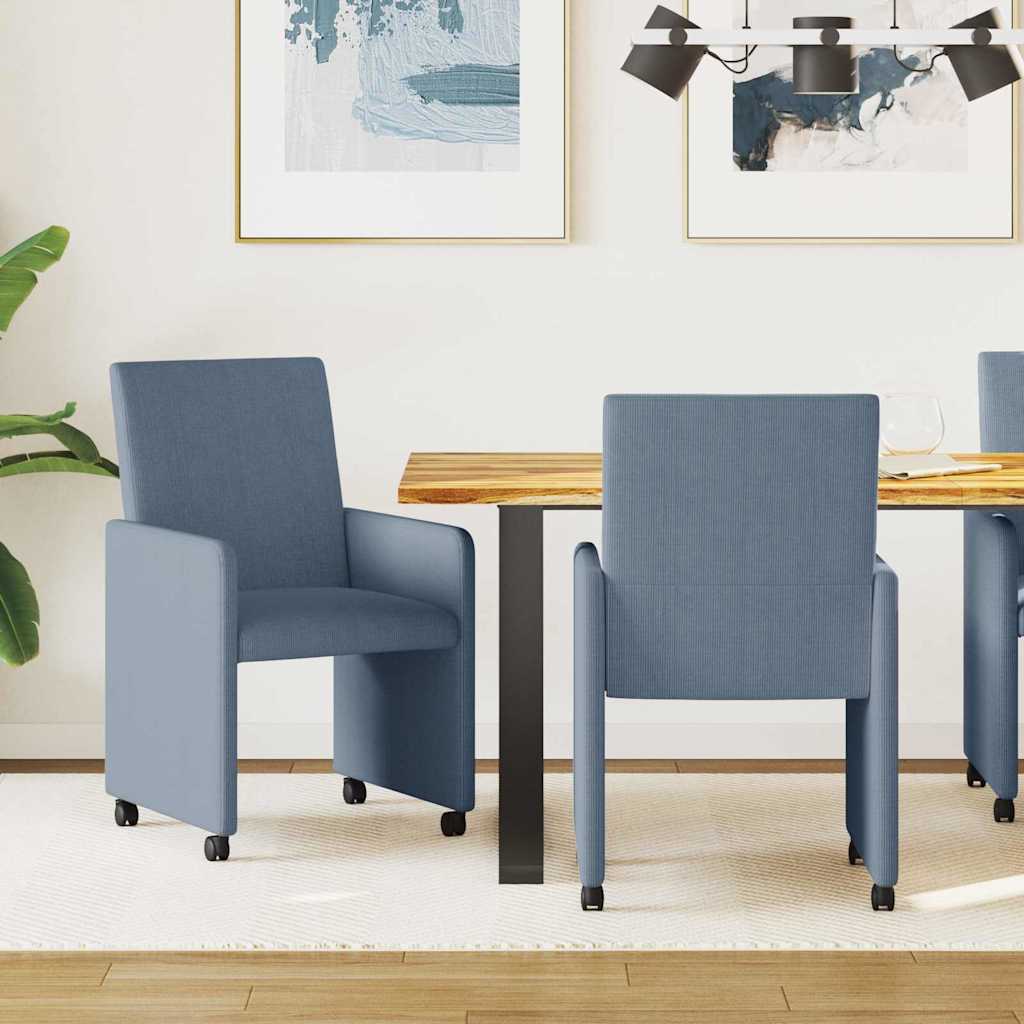 Eetkamerstoelen met Wieltjes 2 pcs Blauw 57 x 66 x 94 cm is nu te koop bij PeponiXL, paradijselijk wonen!