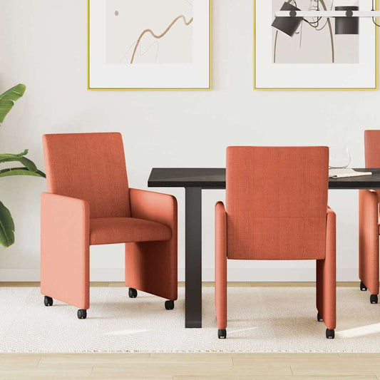 Eetkamerstoelen met Wieltjes 2 pcs Rood-oranje 57 x 66 x 94 cm is nu te koop bij PeponiXL, paradijselijk wonen!