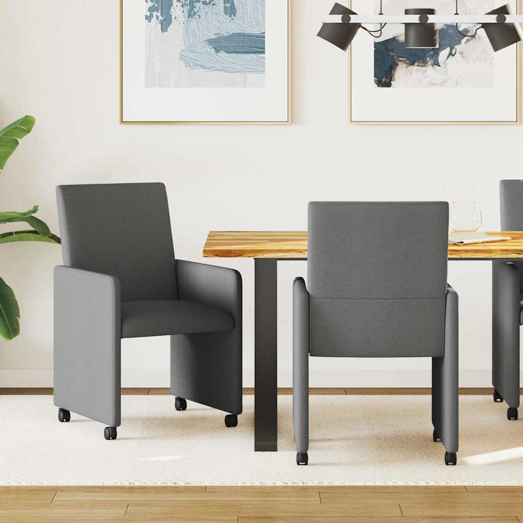 Eetkamerstoelen met Wieltjes 2 pcs Donkergrijs 57 x 66 x 94 cm is nu te koop bij PeponiXL, paradijselijk wonen!