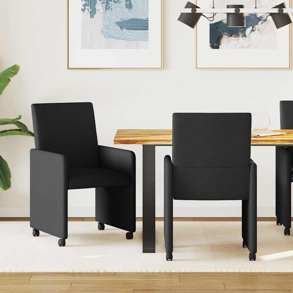 Eetkamerstoelen met Wieltjes 2 pcs Zwart 57 x 66 x 94 cm Stof is nu te koop bij PeponiXL, paradijselijk wonen!