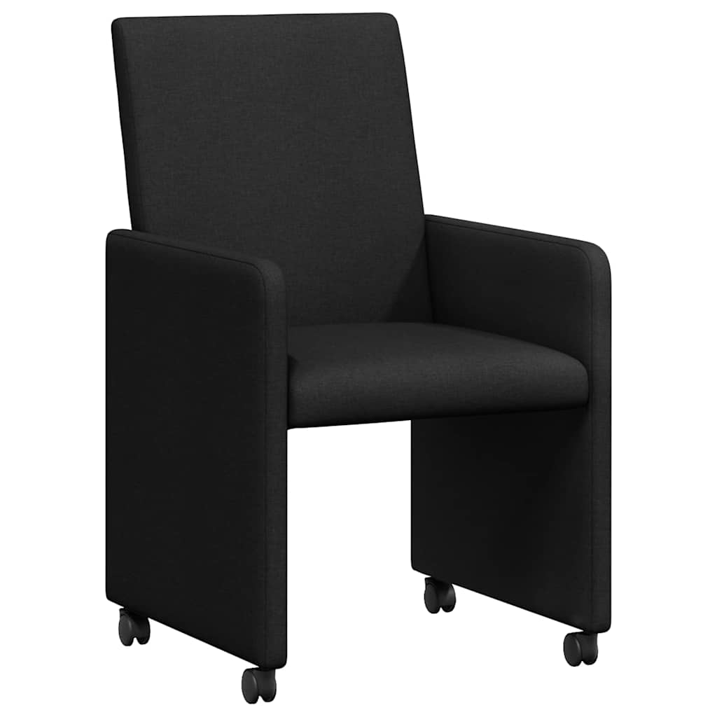 Eetkamerstoelen met Wieltjes 2 pcs Zwart 57 x 66 x 94 cm Stof is nu te koop bij PeponiXL, paradijselijk wonen!