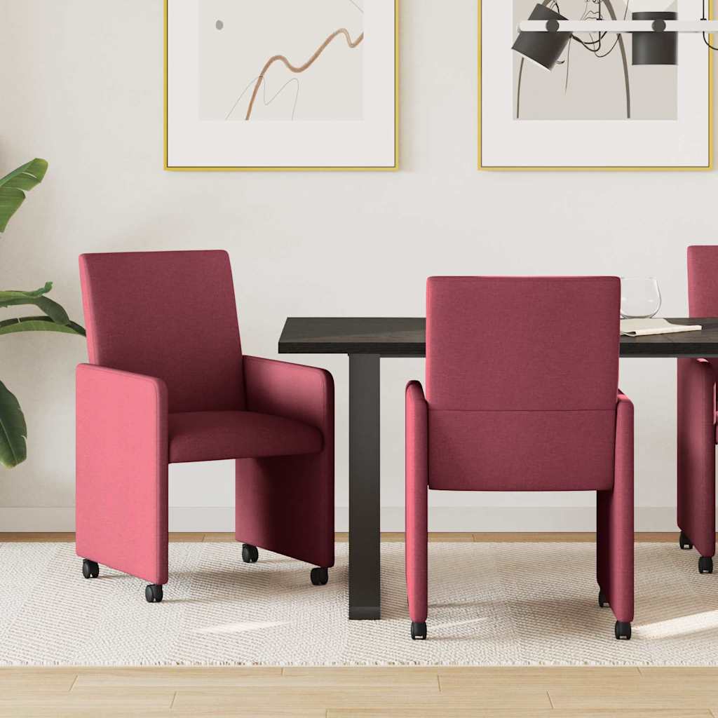 Eetkamerstoelen met Wieltjes 2 pcs Wijnrood 57 x 66 x 94 cm is nu te koop bij PeponiXL, paradijselijk wonen!