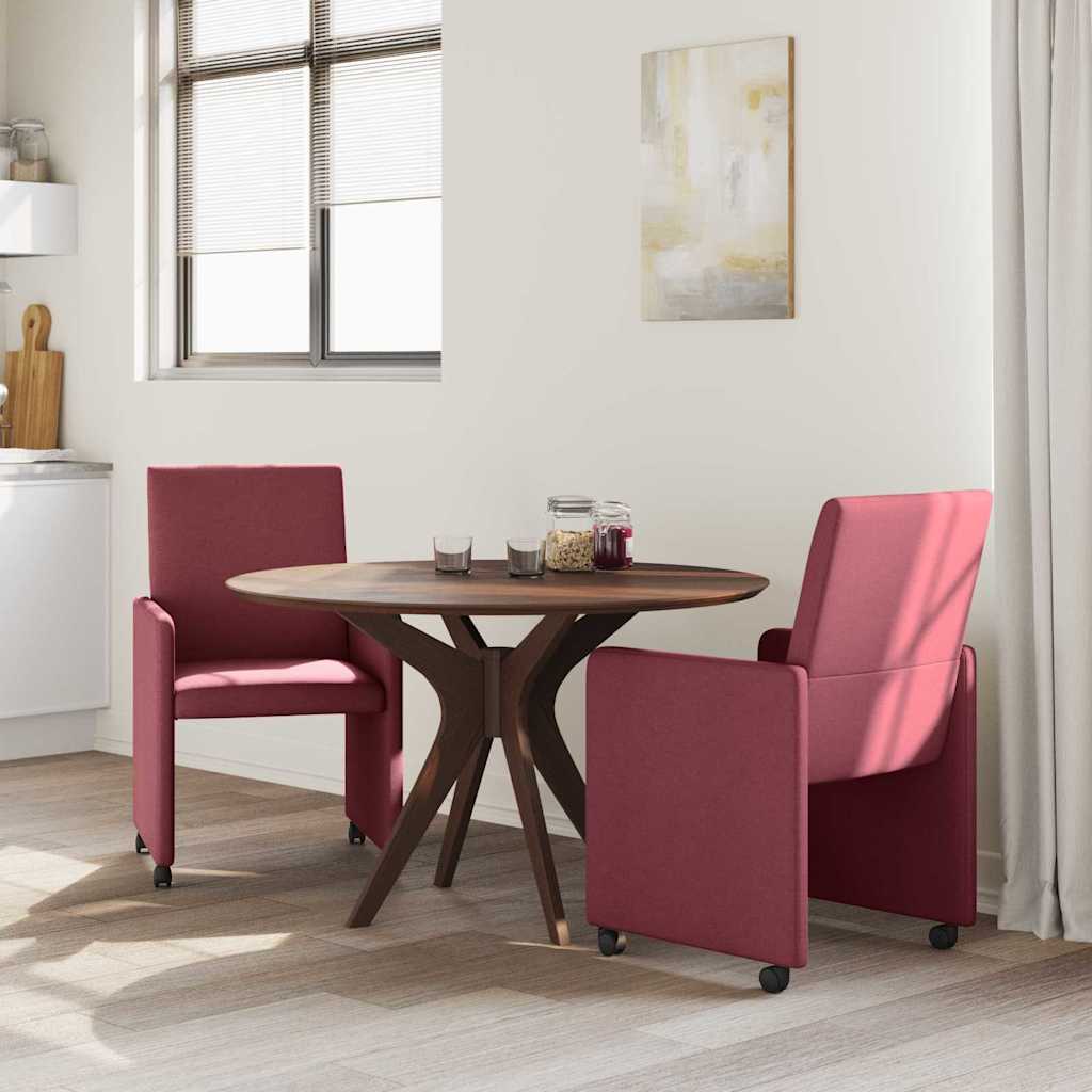Eetkamerstoelen met Wieltjes 2 pcs Wijnrood 57 x 66 x 94 cm is nu te koop bij PeponiXL, paradijselijk wonen!