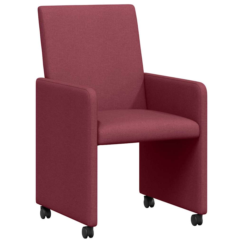 Eetkamerstoelen met Wieltjes 2 pcs Wijnrood 57 x 66 x 94 cm is nu te koop bij PeponiXL, paradijselijk wonen!