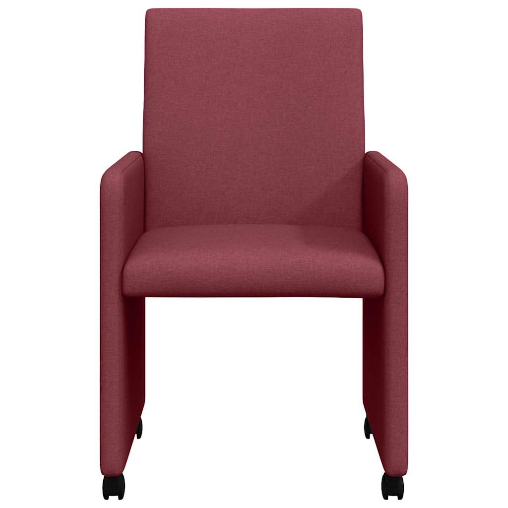 Eetkamerstoelen met Wieltjes 2 pcs Wijnrood 57 x 66 x 94 cm is nu te koop bij PeponiXL, paradijselijk wonen!