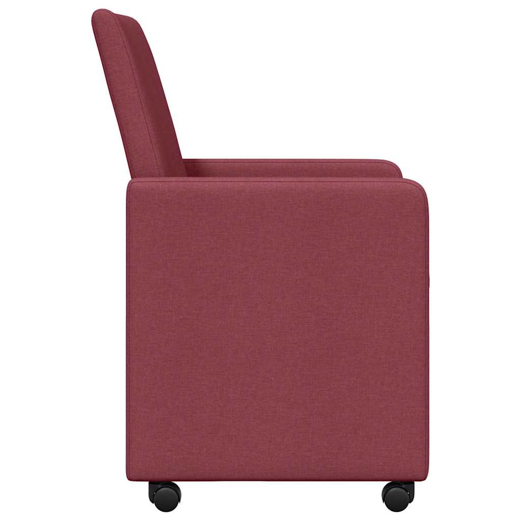 Eetkamerstoelen met Wieltjes 2 pcs Wijnrood 57 x 66 x 94 cm is nu te koop bij PeponiXL, paradijselijk wonen!