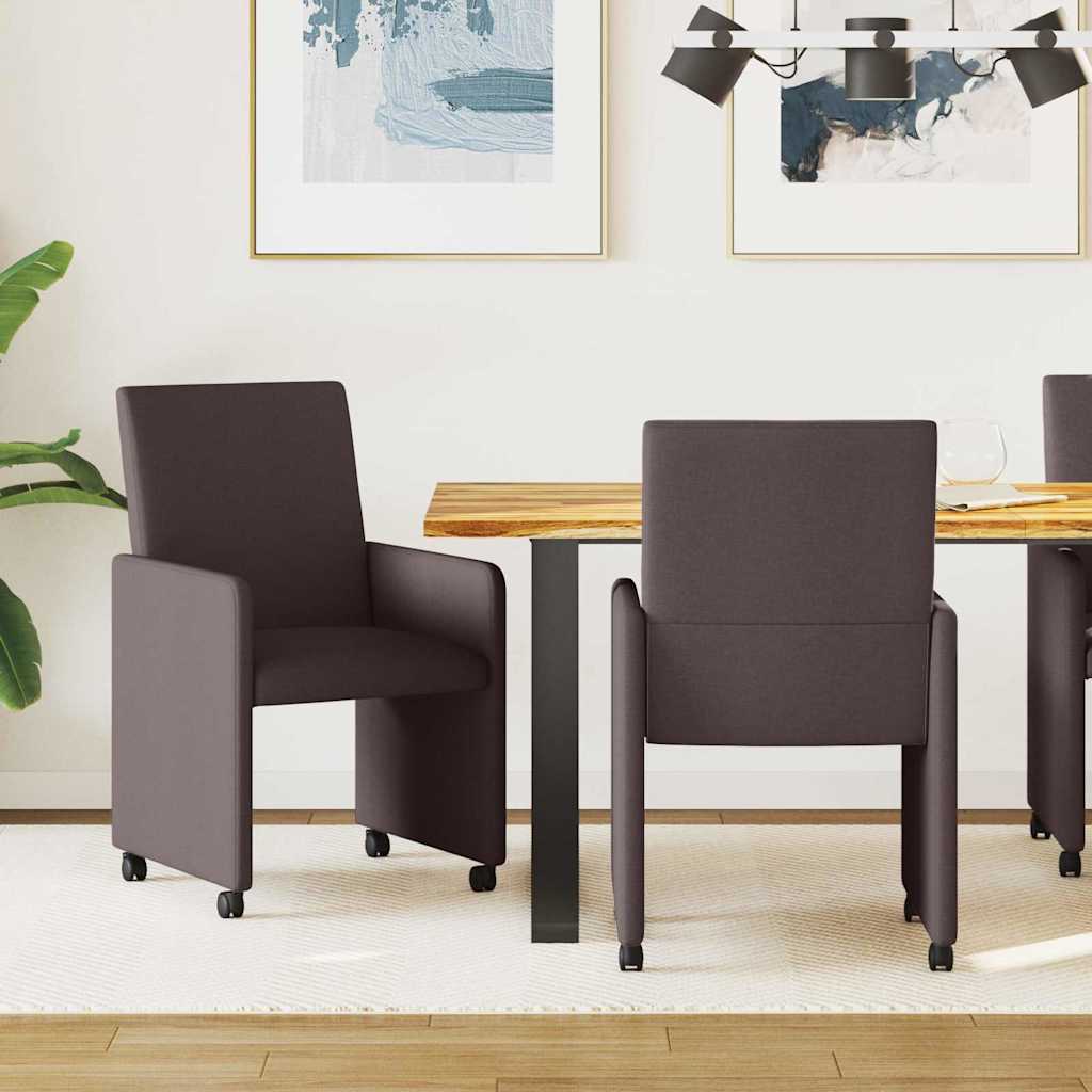 Eetkamerstoelen met Wieltjes 2 pcs Donkerbruin 57 x 66 x 94 cm is nu te koop bij PeponiXL, paradijselijk wonen!
