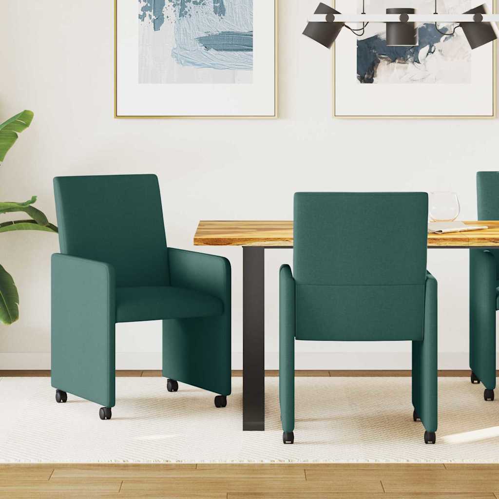 Eetkamerstoelen met Wieltjes 2 pcs Donkergroen 57 x 66 x 94 cm is nu te koop bij PeponiXL, paradijselijk wonen!