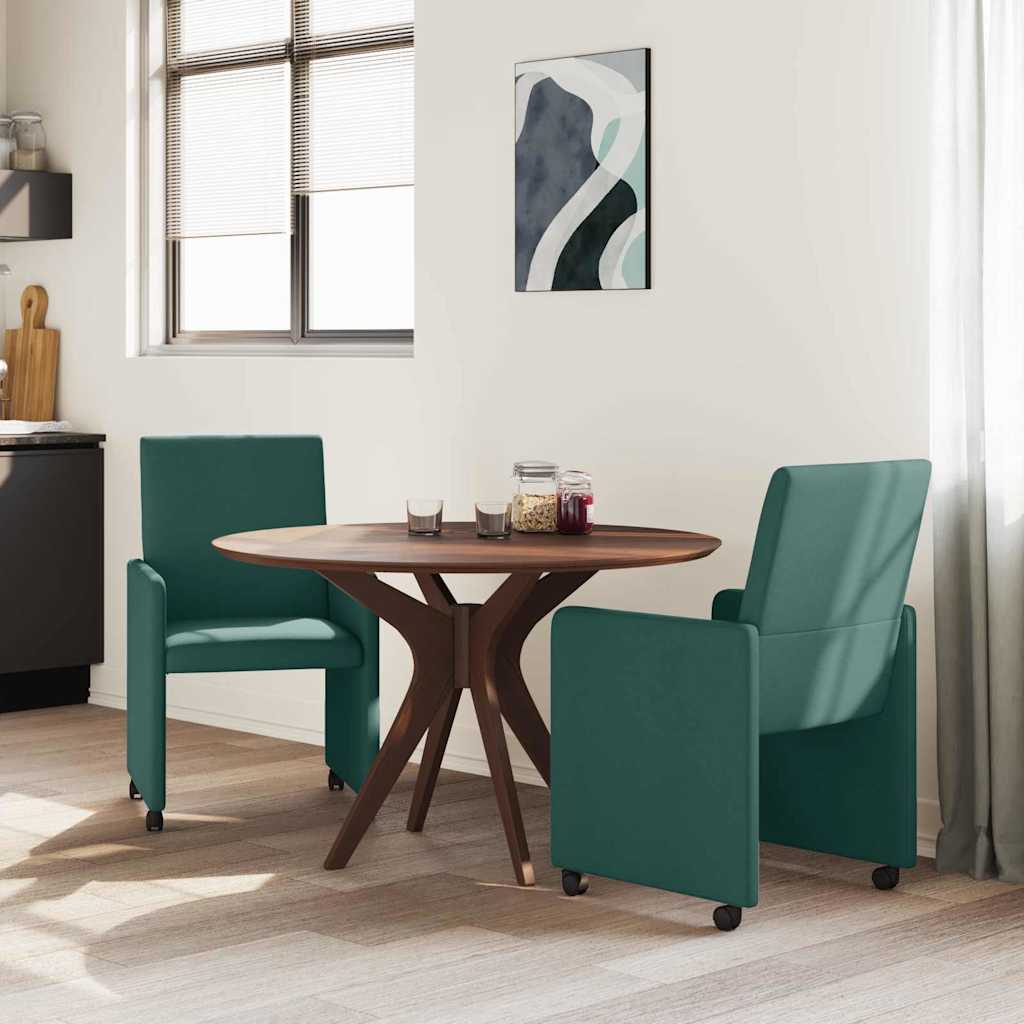 Eetkamerstoelen met Wieltjes 2 pcs Donkergroen 57 x 66 x 94 cm is nu te koop bij PeponiXL, paradijselijk wonen!