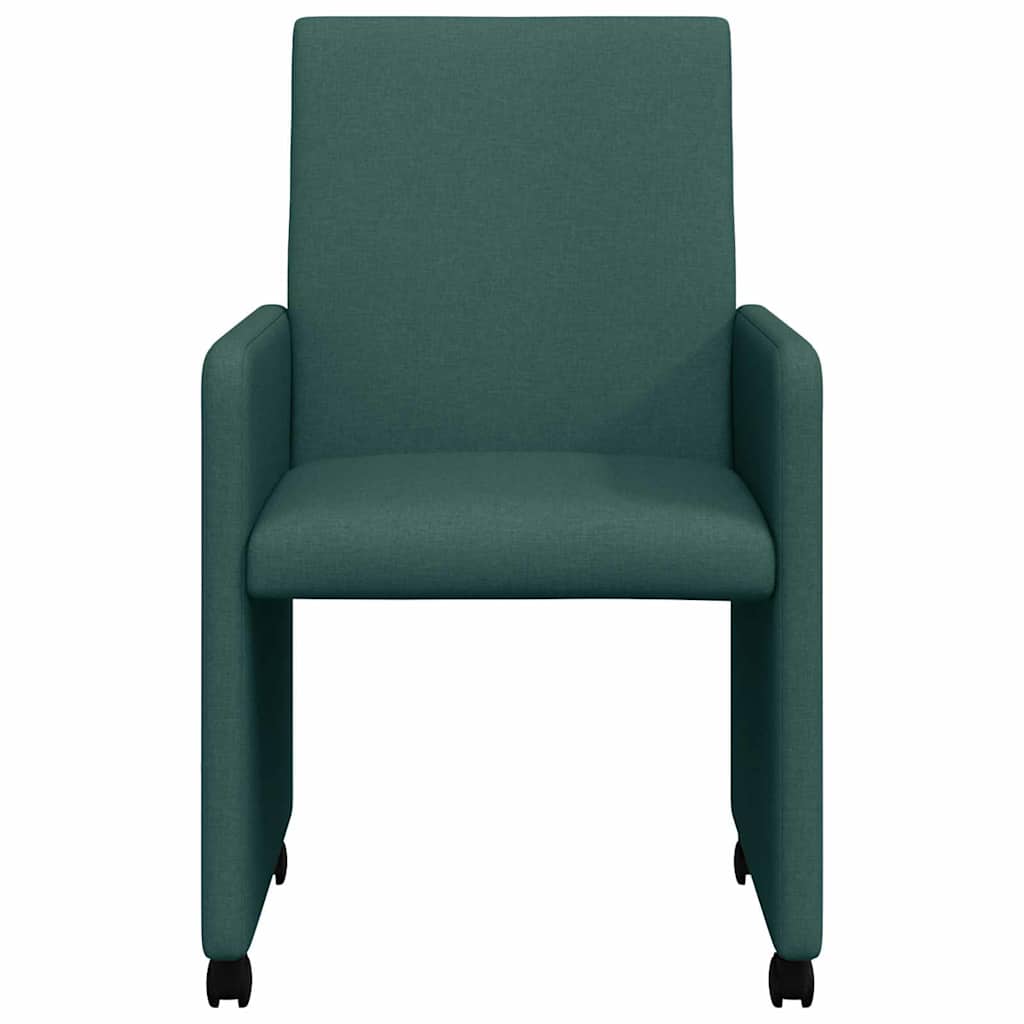 Eetkamerstoelen met Wieltjes 2 pcs Donkergroen 57 x 66 x 94 cm is nu te koop bij PeponiXL, paradijselijk wonen!