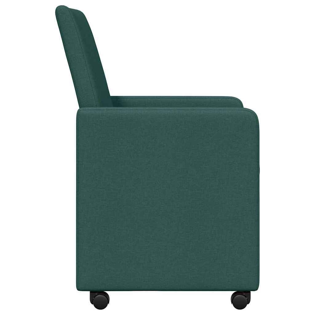 Eetkamerstoelen met Wieltjes 2 pcs Donkergroen 57 x 66 x 94 cm is nu te koop bij PeponiXL, paradijselijk wonen!