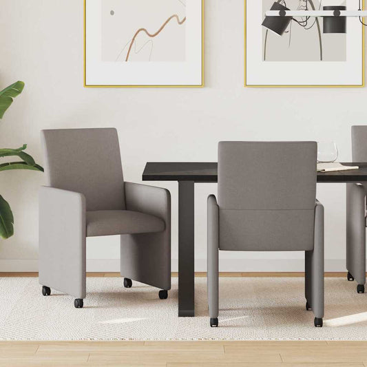 Eetkamerstoelen met Wieltjes 2 pcs Taupe 57 x 66 x 94 cm Stof is nu te koop bij PeponiXL, paradijselijk wonen!