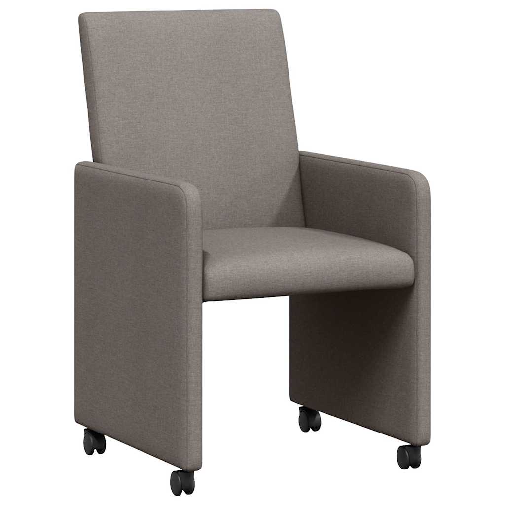 Eetkamerstoelen met Wieltjes 2 pcs Taupe 57 x 66 x 94 cm Stof is nu te koop bij PeponiXL, paradijselijk wonen!