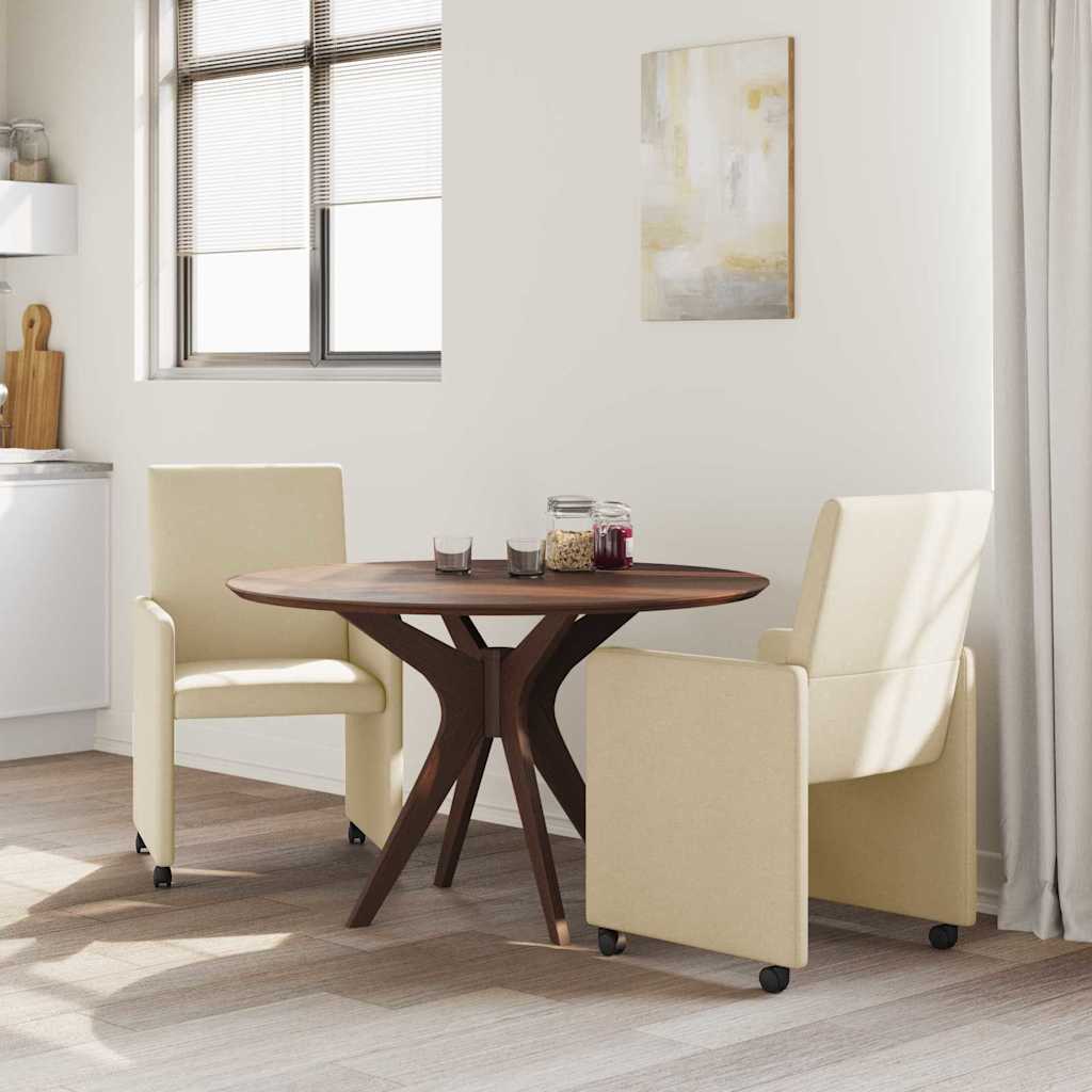 Eetkamerstoelen met Wieltjes 2 pcs Crème 57 x 66 x 94 cm Stof is nu te koop bij PeponiXL, paradijselijk wonen!