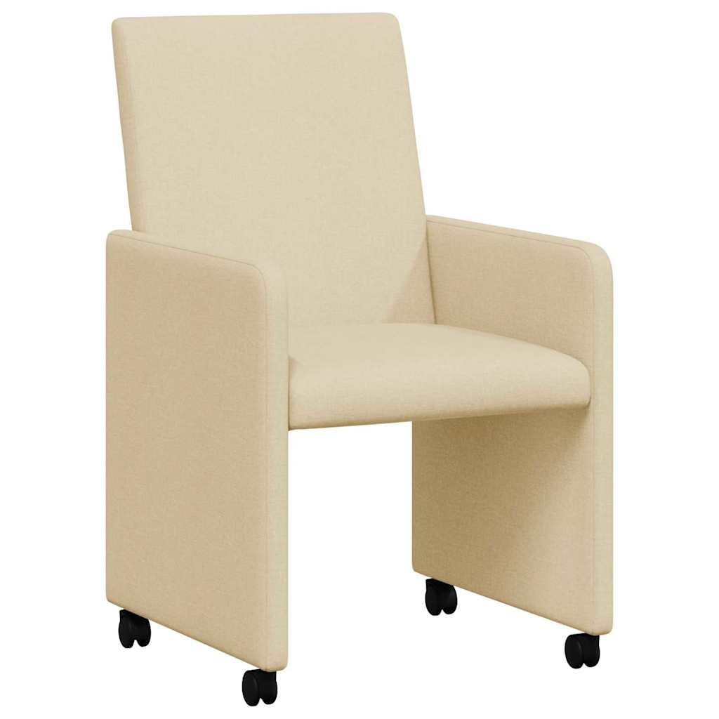 Eetkamerstoelen met Wieltjes 2 pcs Crème 57 x 66 x 94 cm Stof is nu te koop bij PeponiXL, paradijselijk wonen!