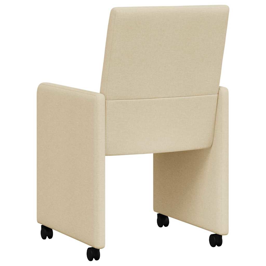 Eetkamerstoelen met Wieltjes 2 pcs Crème 57 x 66 x 94 cm Stof is nu te koop bij PeponiXL, paradijselijk wonen!