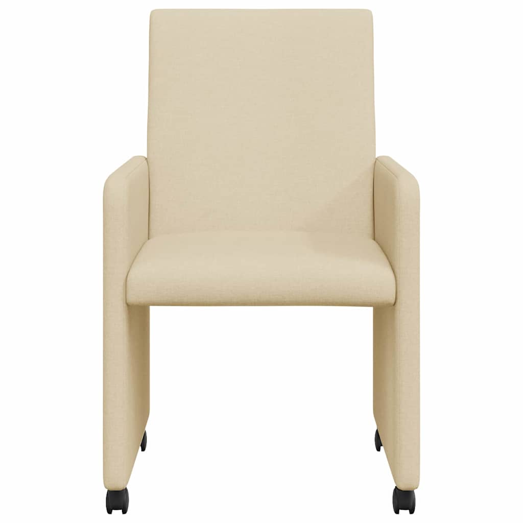 Eetkamerstoelen met Wieltjes 2 pcs Crème 57 x 66 x 94 cm Stof is nu te koop bij PeponiXL, paradijselijk wonen!