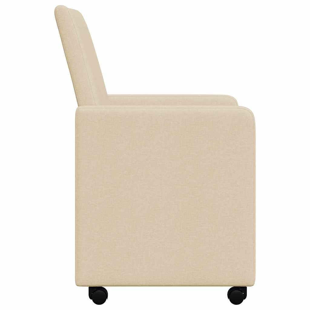 Eetkamerstoelen met Wieltjes 2 pcs Crème 57 x 66 x 94 cm Stof is nu te koop bij PeponiXL, paradijselijk wonen!