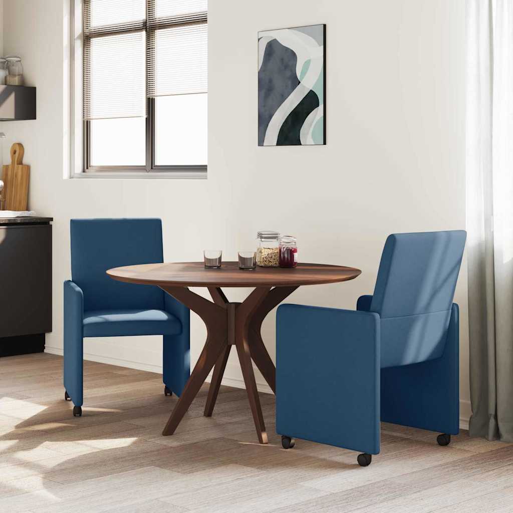 Eetkamerstoelen met Wieltjes 2 pcs Blauw 57 x 66 x 94 cm Stof is nu te koop bij PeponiXL, paradijselijk wonen!
