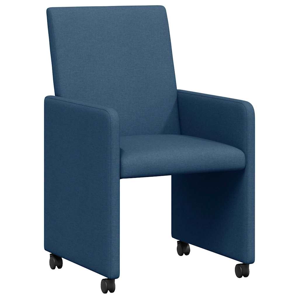 Eetkamerstoelen met Wieltjes 2 pcs Blauw 57 x 66 x 94 cm Stof is nu te koop bij PeponiXL, paradijselijk wonen!