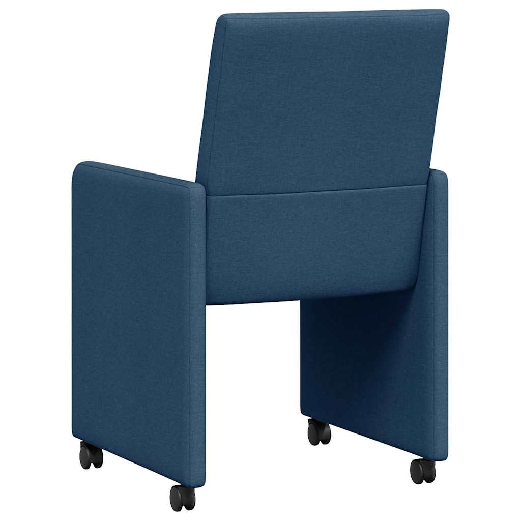 Eetkamerstoelen met Wieltjes 2 pcs Blauw 57 x 66 x 94 cm Stof is nu te koop bij PeponiXL, paradijselijk wonen!